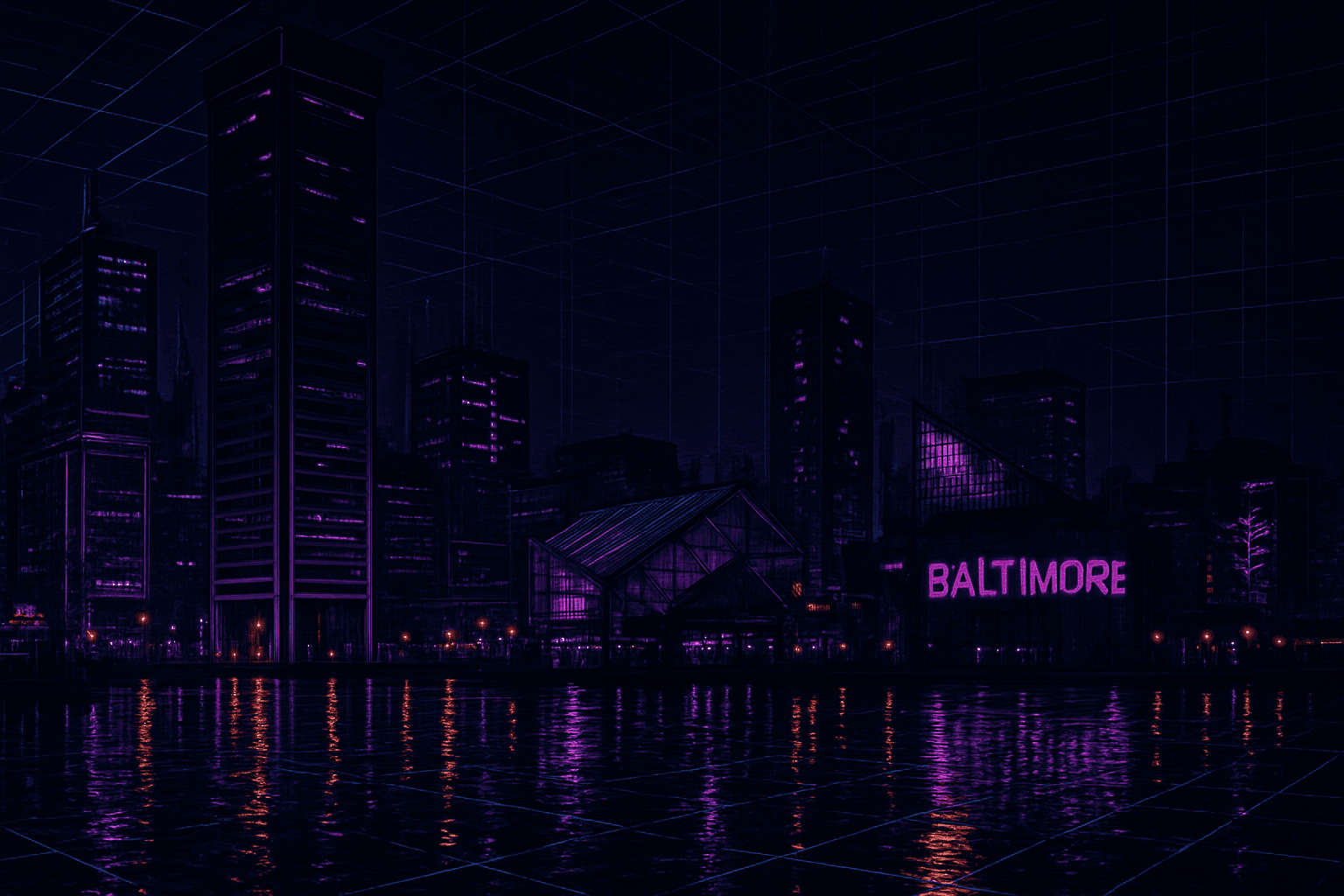 Baltimore Cyberpunk Cityscape