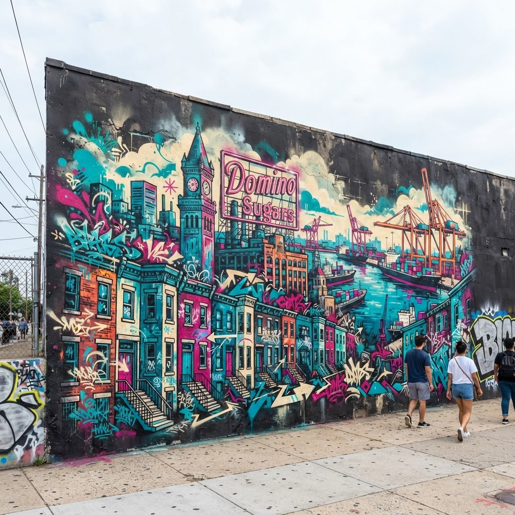 Baltimore Tech Week mural of the Charm City skyline — where tech meets culture